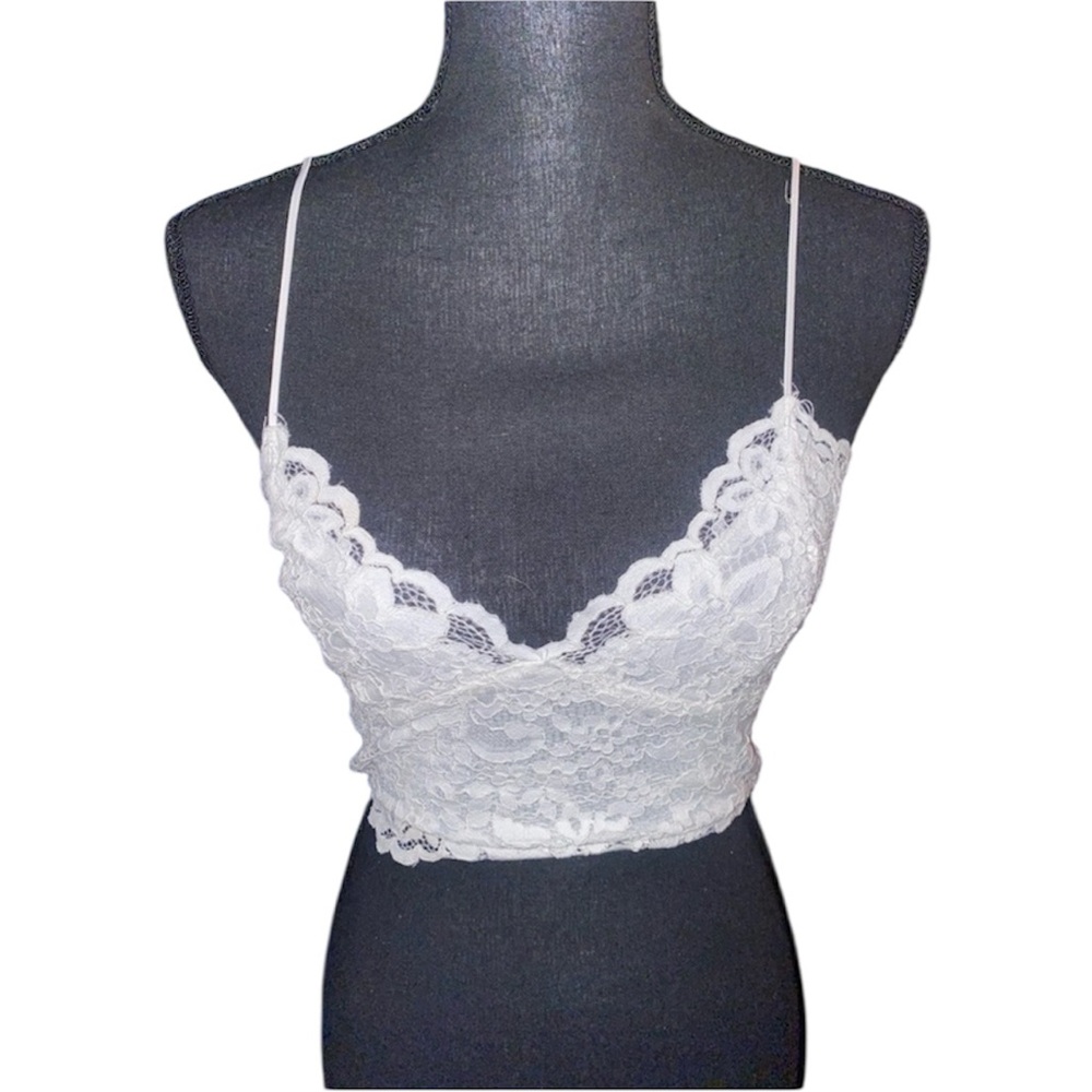 “Express” Summer Lace Bralette Crop Top - White Size Small Beautiful Cut Design